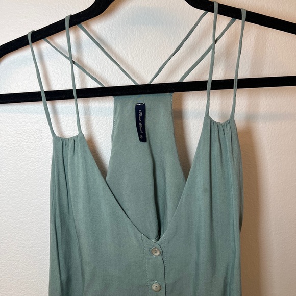 Nasty Gal Final Touch Button Up Double Strap Mint Teal Tank Top - Size S - Picture 3 of 5